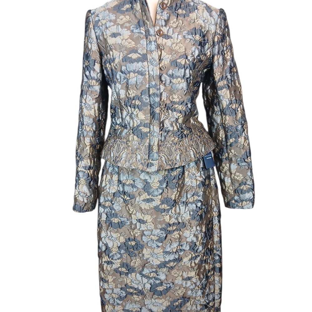 NWT Doncaster Collection Metallic floral brocade skirt suit set size 2